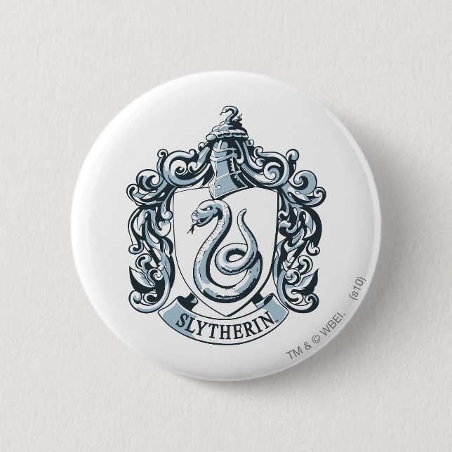 Badge Rond 5 Cm Harry Potter | Slytherin Crest - Bleu glacé (Devant)