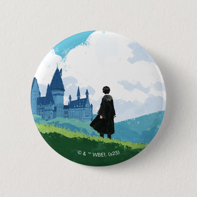 Badge Rond 5 Cm HARRY POTTER™ Surplombant le château HOGWARTS™ (Devant)