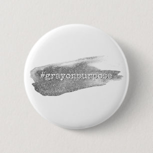 Badge Rond 5 Cm Hashtag Gray sur l'objet Parties scintillant d'arg