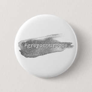 Badge Rond 5 Cm Hashtag Gray sur l'objet Parties scintillant d'arg