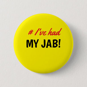 Badge Rond 5 Cm Hashtag I've had My Jab Yellow