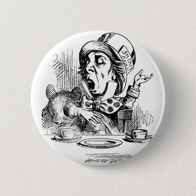 Badge Rond 5 Cm Hatter fou avec Dormouse (Devant)