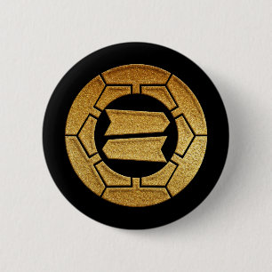 Badge Rond 5 Cm Hattori Kamon en Sceau d'or