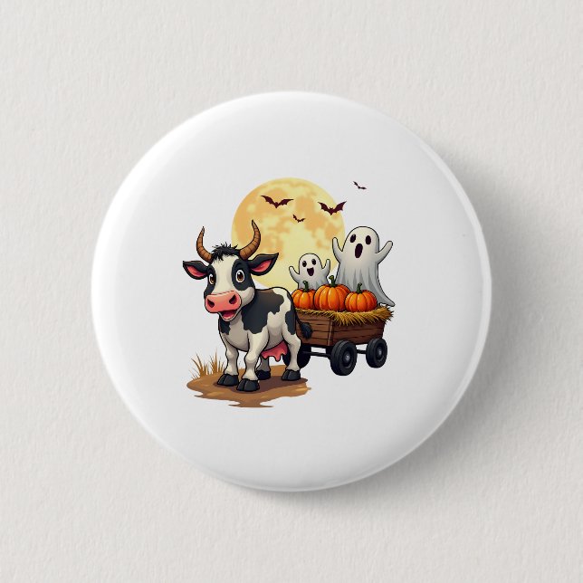 Badge Rond 5 Cm Haunted Hayride Cow (Devant)