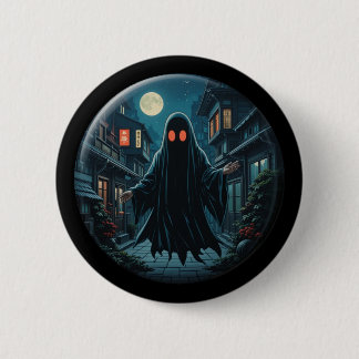 Badge Rond 5 Cm 'Haunting in the Shadows' - Le fantôme noir