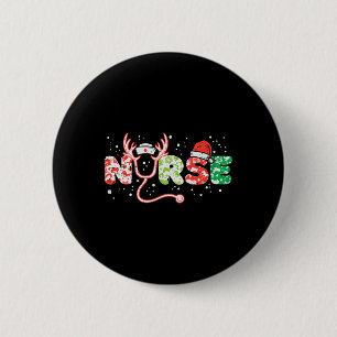 Badge Rond 5 Cm Haut de blouse de Noël pour infirmière Stéthoscope
