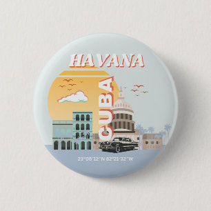 Badge Rond 5 Cm Havana Cuba Art Vintage voyage
