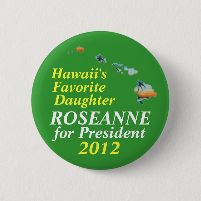 Badge Rond 5 Cm Hawaï pour Roseanne Barr 2012 (Devant)