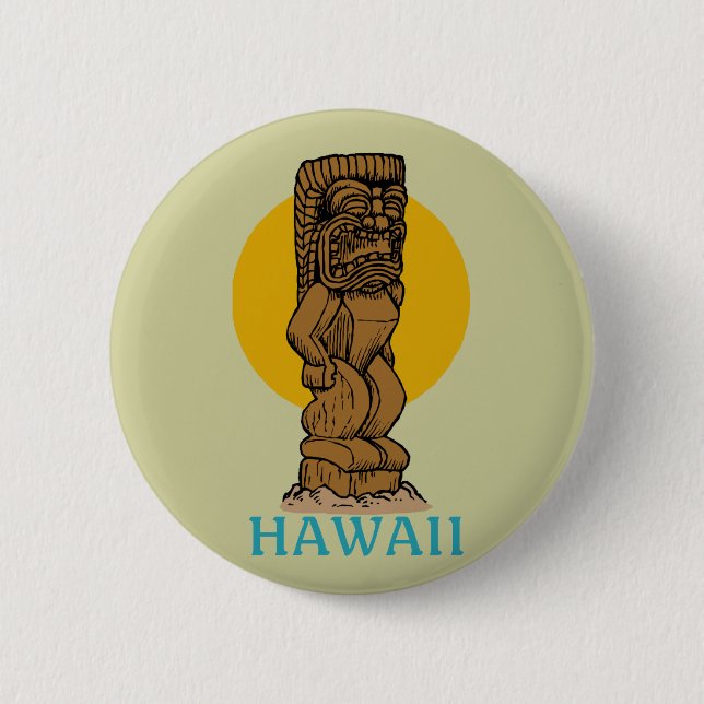 Badge Rond 5 Cm Hawaïen Tiki (Devant)