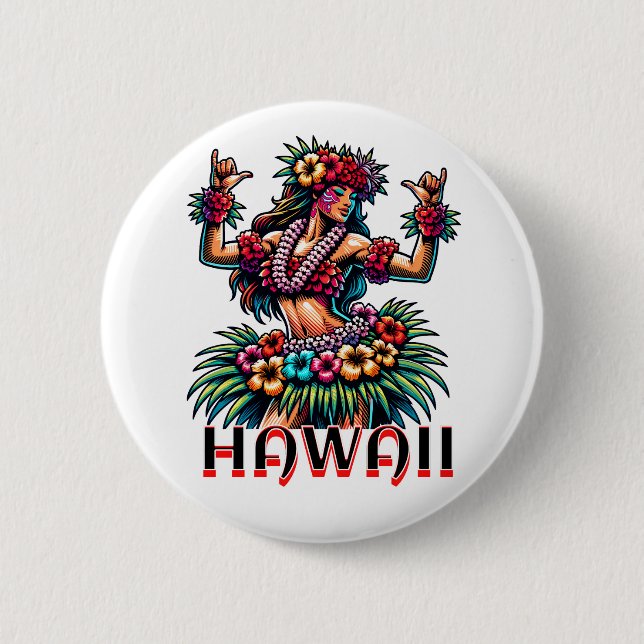 Badge Rond 5 Cm Hawaii | Hawaiian Hula Dancer (Devant)