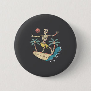 Badge Rond 5 Cm Hawaii Surfeur Squelette Halloween Plage Y Soky Su