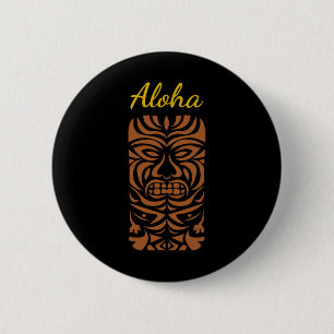 Badge Rond 5 Cm Hawaii Tiki Polynésienne Big Kahuna Retro Hipster