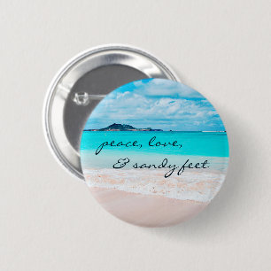 Badge Rond 5 Cm Hawaii Tropical Beach Photo Peace Love Sandy Feet