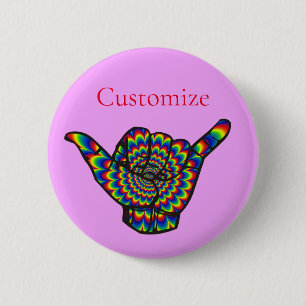 Badge Rond 5 Cm Hawaiian Shaka Psychedelic Thunder_Cove