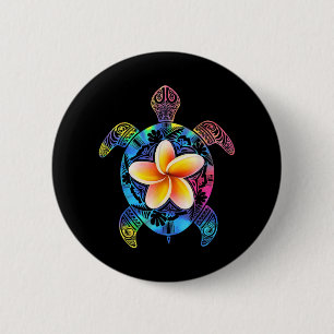 Badge Rond 5 Cm Hawaiian Tie Dye Sea, Turtle Hawaii pour les femme