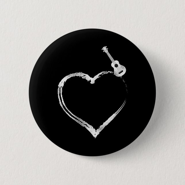 Badge Rond 5 Cm Hawaiian Ukulele Uke Heart (Devant)