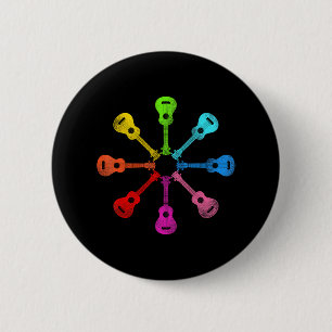 Badge Rond 5 Cm Hawaiian Ukulele Uke Rainbow Ukulele