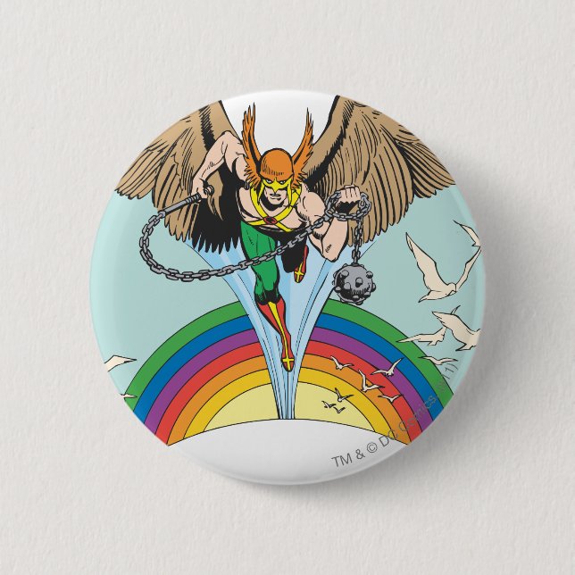 Badge Rond 5 Cm Hawkman survole le ciel (Devant)