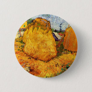Badge Rond 5 Cm Haystacks en Provence par Vincent van Gogh