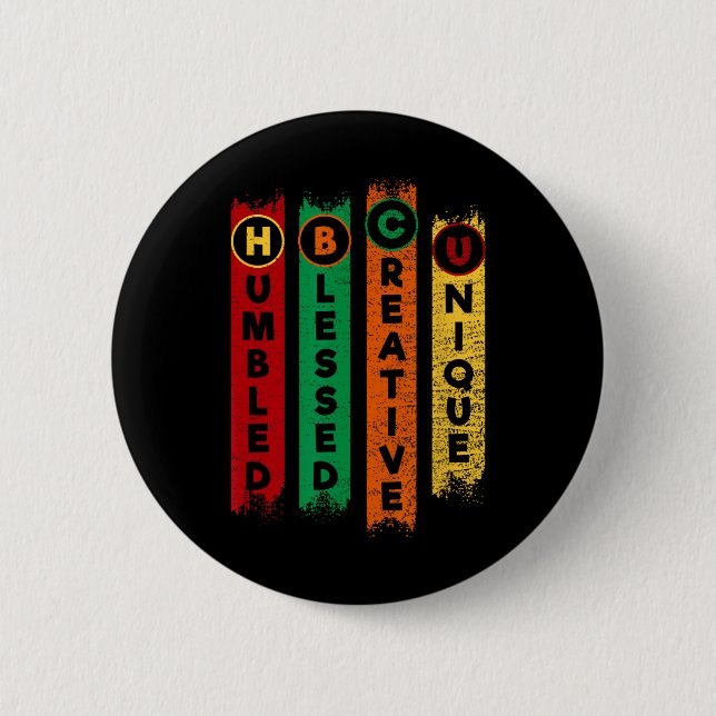 Badge Rond 5 Cm Hbcu Humbled Blessed Creative Unique Black College (Devant)
