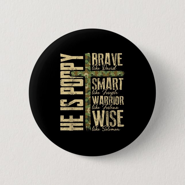 Badge Rond 5 Cm He Is Ppy Camo Religious Father's Day Christian Da (Devant)