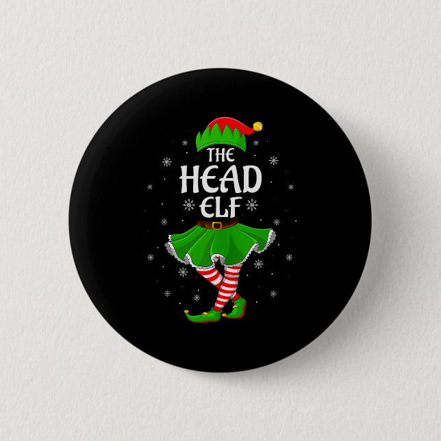 Badge Rond 5 Cm Head Elf Christmas Family Girls Women Elf Squad Xm (Devant)