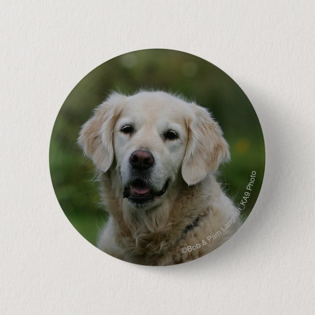 Badge Rond 5 Cm Headshot 2 de golden retriever (Devant)