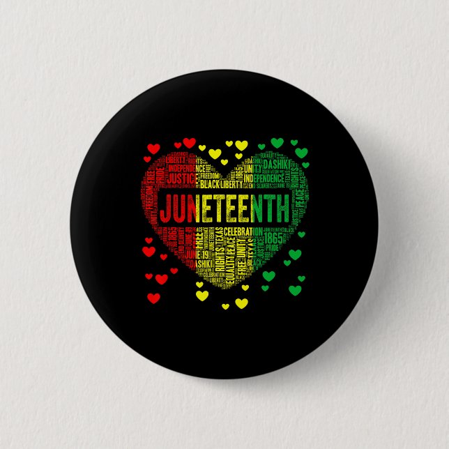 Badge Rond 5 Cm Heart Black History Afro American African Freedom (Devant)