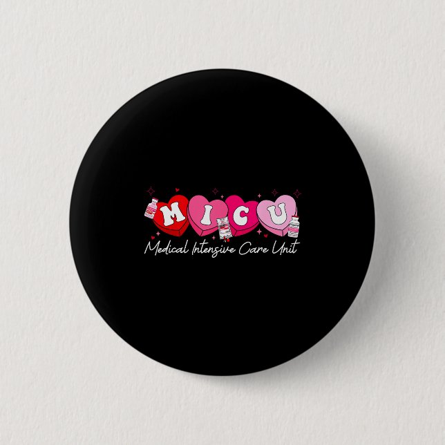 Badge Rond 5 Cm Heart Candy Micu Nurse Valentine's Day Medical Cri (Devant)