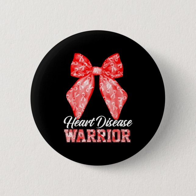 Badge Rond 5 Cm Heart Disease Warrior Red Ribbon Heart Disease Awa (Devant)