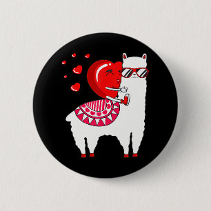 Badge Rond 5 Cm Heart équitation Llama Valentines Jour Drôle Alpac