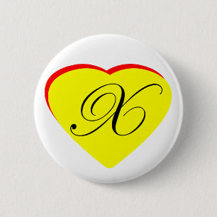 Badge Rond 5 Cm Heart jaune rouge X Faire-part de mariage Le MUSÉE