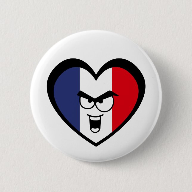 Badge Rond 5 Cm Heart over France - For real French people! (Devant)