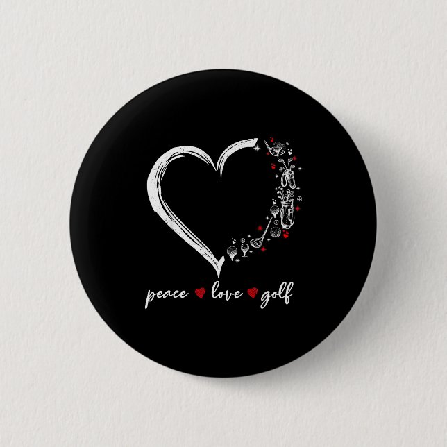 Badge Rond 5 Cm Heart Peace Love Golf Player Srt Lovers Outfit Wom (Devant)