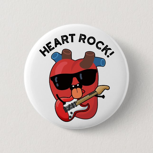 Badge Rond 5 Cm Heart Rock Funny Music Pun (Devant)