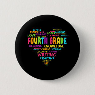 Badge Rond 5 Cm Heart Tee Équipe de 4e année Enseignant Retour T