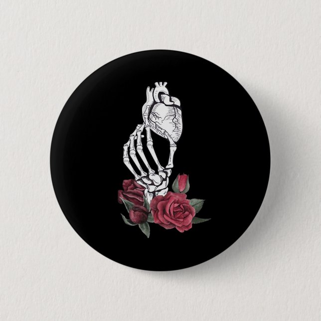 Badge Rond 5 Cm Heart The Skeleton's Hand Classic (Devant)