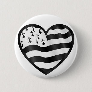 Badge Rond 5 Cm Heart with Bretin flag inside