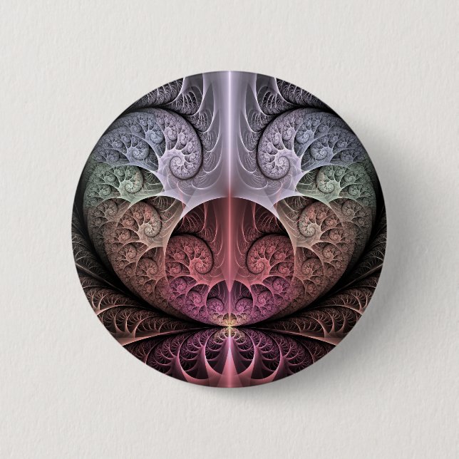 Badge Rond 5 Cm Heartbeat, Abstrait surreal Imaginaire Fractal Art (Devant)