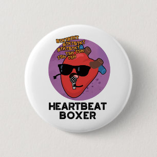 Badge Rond 5 Cm Heartbeat Boxer Funny Music Heart Pun