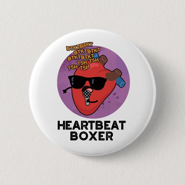 Badge Rond 5 Cm Heartbeat Boxer Funny Music Heart Pun (Devant)
