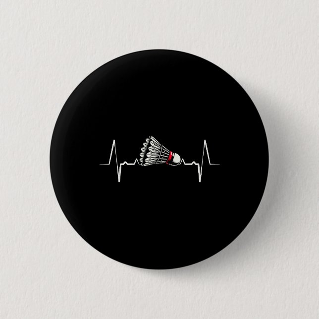 Badge Rond 5 Cm Heartbeat Ecg Shuttle Badminton Player Shuttle 2 (Devant)