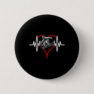 Badge Rond 5 Cm Heartbeat Skateboarding Skateur Heartline Sports E