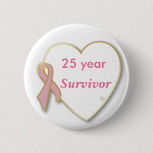 Badge Rond 5 Cm HeartPin-25 ans, Survivant