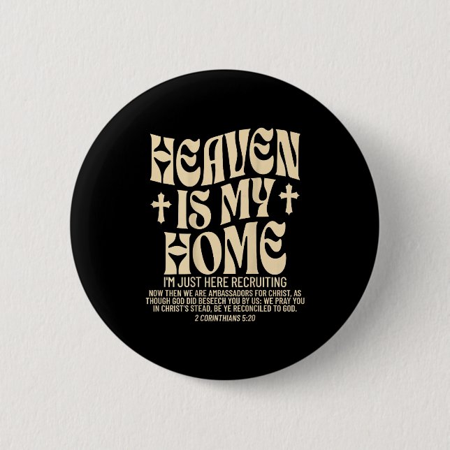 Badge Rond 5 Cm Heaven Is My Home Cross Christian Religious (on Ba (Devant)