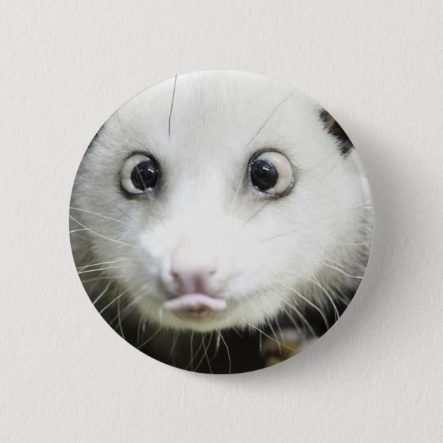 Badge Rond 5 Cm Heidi L'Opossum Osé À Croix (Devant)