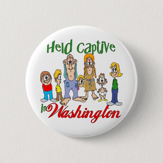 Badge Rond 5 Cm Held Captive à Washington (Devant)