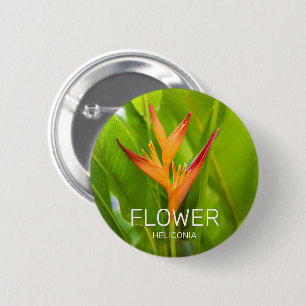 Badge Rond 5 Cm Heliconia Fleurs Plante Botanique Jardin Design