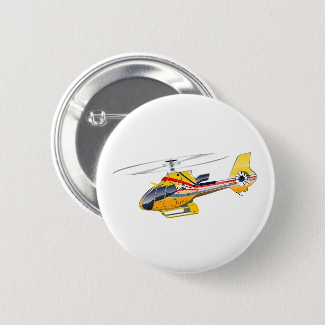 Badge Rond 5 Cm Hélicoptère de dessin (Devant & derrière)