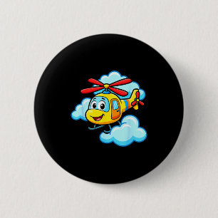 Badge Rond 5 Cm Hélicoptère de dessin animé jaune mignon hélicoptè